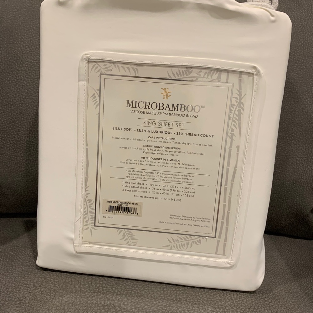 Microbamboo King Sheet Set 4 Pieces Off-White. 330 Thread Count. Brand New w/Tag